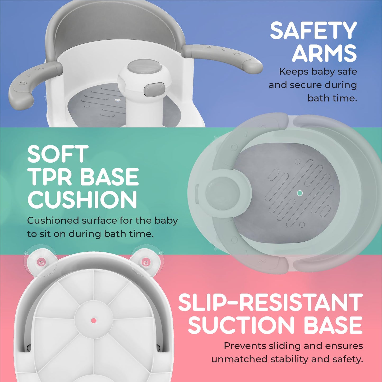 BEBELEH™ Baby Bath Seat for Babies 6 Months & Up - Safe Infant and Toddler Baby Bathtub Seat for Sitting Up - Baby Bath Tub Baby Tub Seat for Shower (Pink)