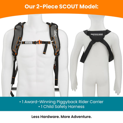 Piggyback SCOUT Toddler Carrier Backpack Deluxe - 6 Piece Set: Hip Belt, Carry Bag, Side Pocket, Mud Flap, Water Bottle & Selfie Stick Holders - For Ages 2-4 (Under 50 lbs) - Hiking & Travel