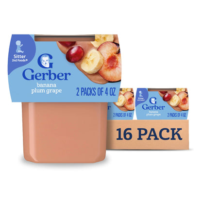 Gerber 2nd Foods Banana Blackberry Blueberry 4 Ounce Tubs, 2 Count (Pack of 8)