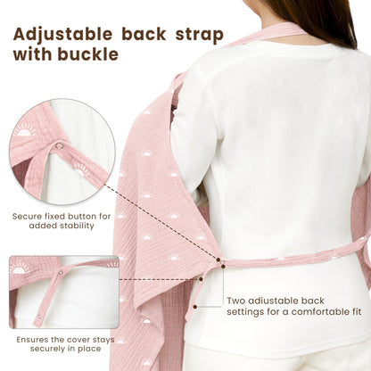 Konssy Muslin Nursing Cover for Baby Breastfeeding, Breathable 100% Cotton Breastfeeding Cover with Rigid Hoop for Mother Nursing Apron, Multi-use Carseat Canopy (Summer Wheat)
