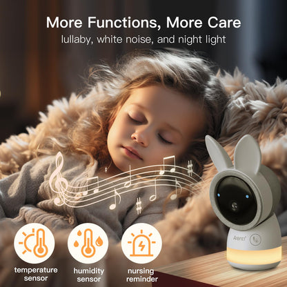 ARENTI Baby Monitor, 2K Smart Baby Camera with 5-Inch Upgraded Wireless Display, Super Night Vision, Lullabies, Cry & Motion Detection, Temp & Humidity Sensor, Two Way Audio