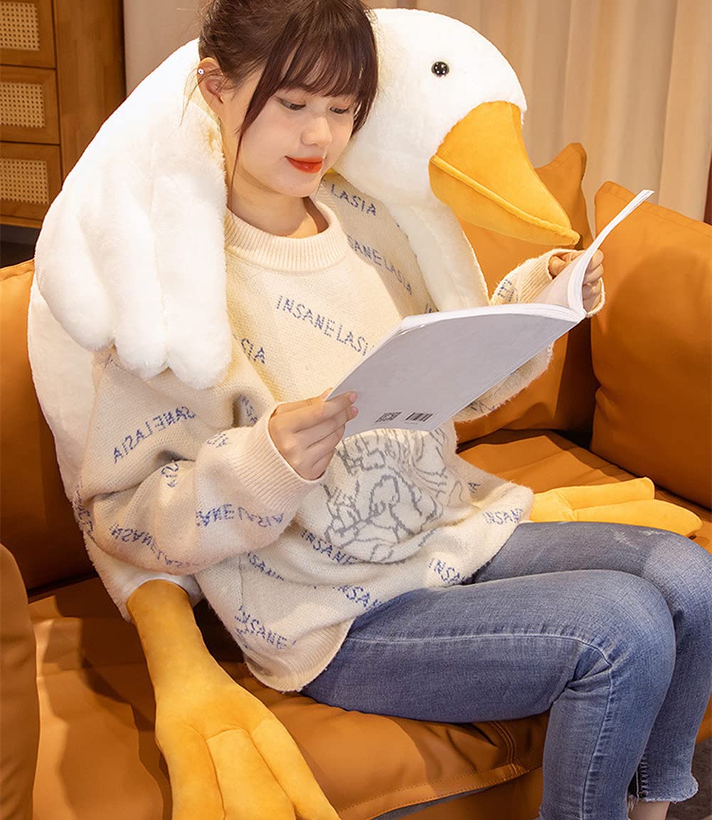 Giant White Goose Plush-75 Inch, Very Huge Body Fat Goose Stuffed Animal, 6 Foot Duck Plush Toys Hugging Pillow Gifts for Everyone (75 in)