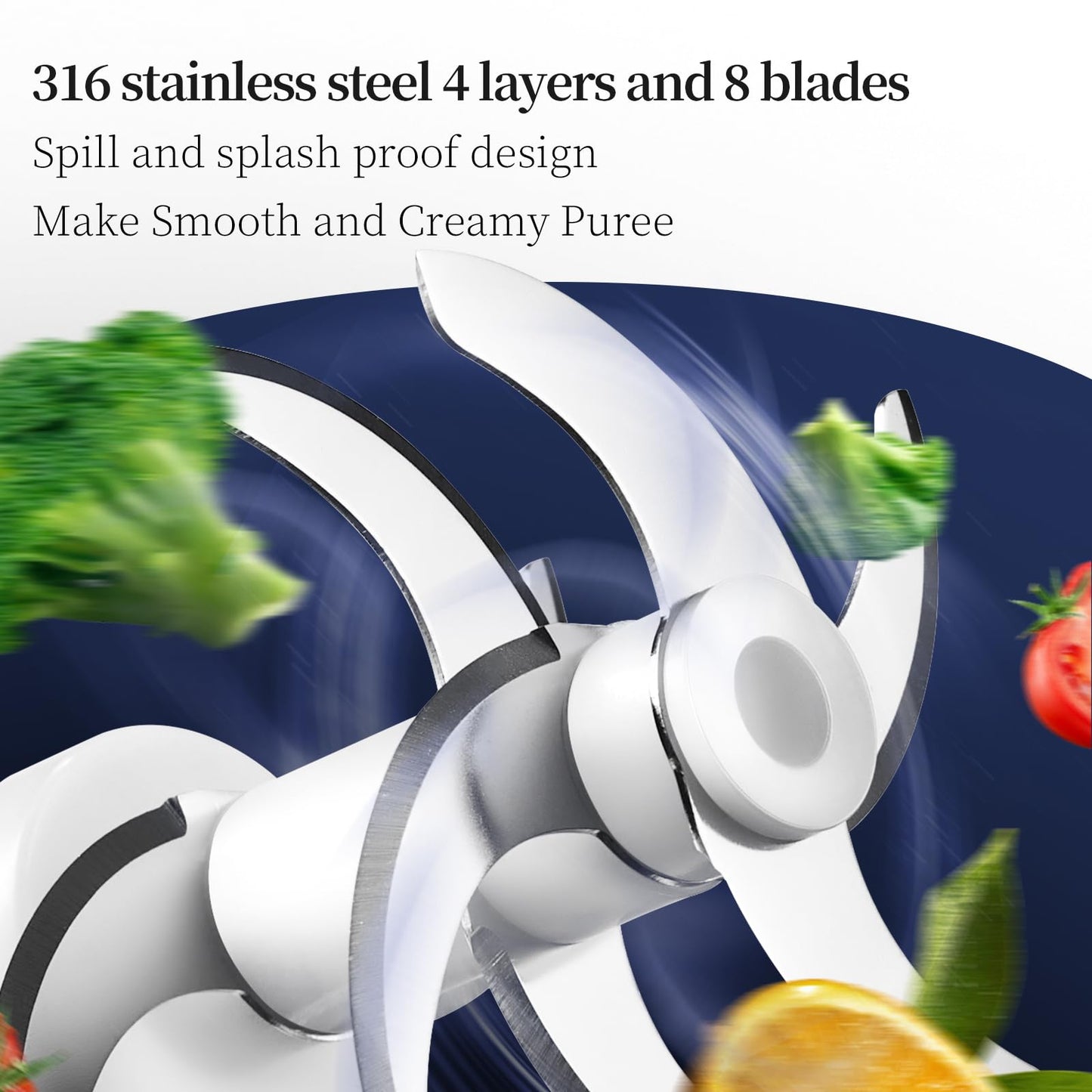 Baby Food Maker Mini Cute and Small Food Processor Puree Blender Grinder Chopper 300ml Cup Glass Bowl with 8 Blade Electric (Spaceman-Blue)
