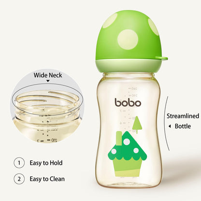YOHKOH PPSU Baby Bottle Wide Neck, Newborn Anti-Colic Baby Bottle with Natural Response Nipple, Streamlined Body, Easy to Clean (8.8oz (Pack of 2), Yellow)