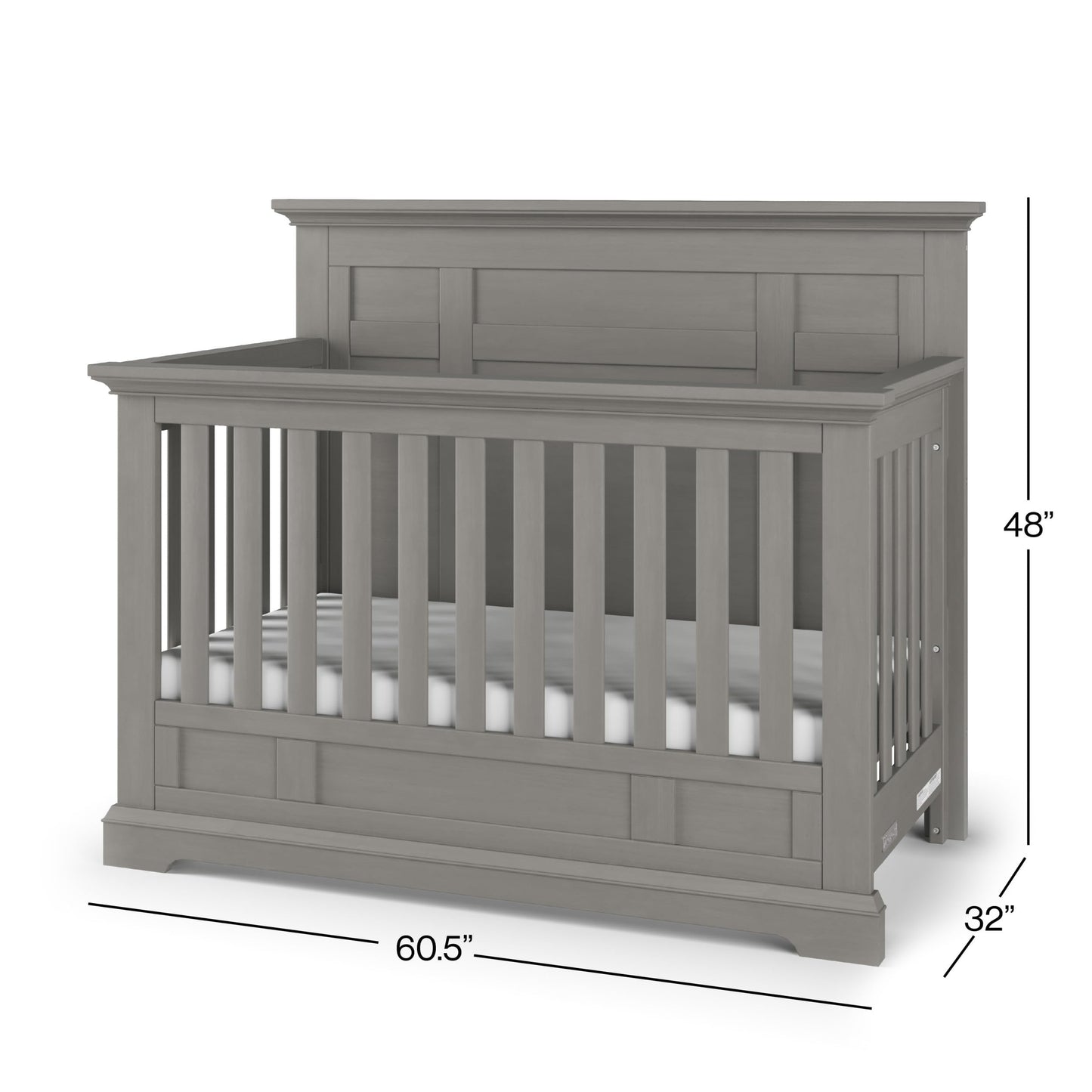 Child Craft Jordyn Full Panel 4-in-1 Convertible Crib, Baby Crib Converts to Day Bed, Toddler Bed and Full-Size Bed, 3 Adjustable Mattress Positions, Non-Toxic, Baby Safe Finish (Lunar Gray)