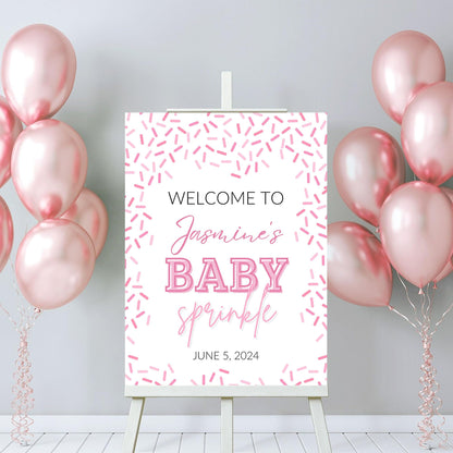 Personalized A Little Snowflake Is On The Way Welcome Sign, Pink, Girl, Winter Baby Shower Canvas