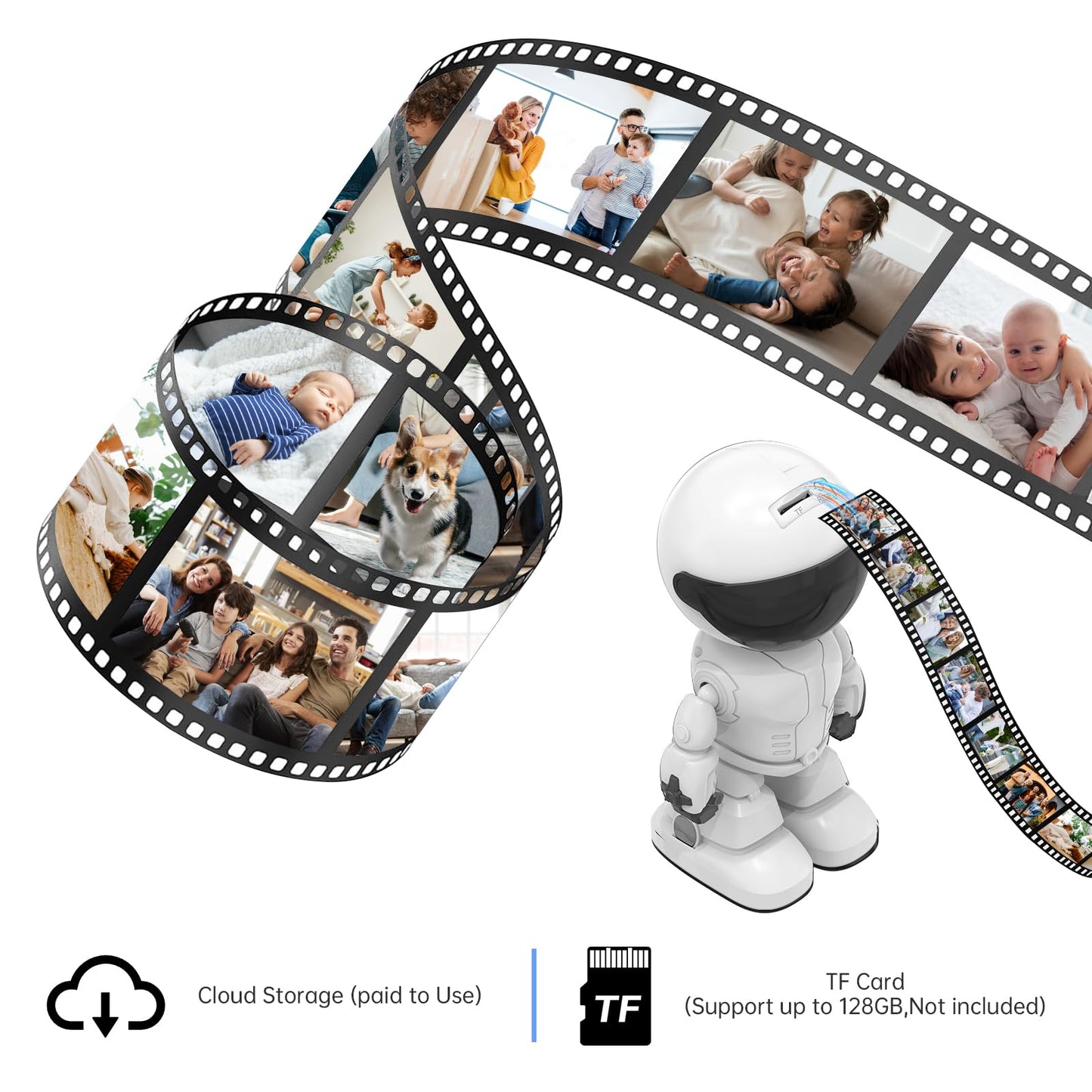 Robot Security Camera,Indoor Camera Robot,5G/2.4Ghz WiFi Robot Cameras for Home Security,Pet/Baby Camera with Phone App Motion Detection and Alarm,Home Security Two-Way Talk, Human Detection