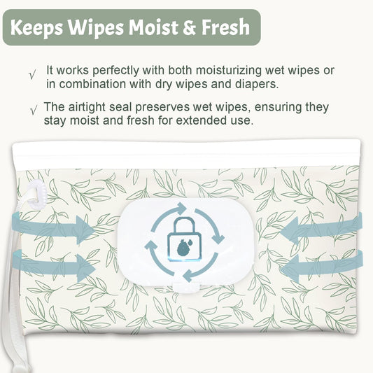Baby wipes dispenser，portable baby wipes holder for outdoor, Refillable baby wipes container, on the go wet wipe pouch for travel, resuable wipes dispenser for hiking (sage)