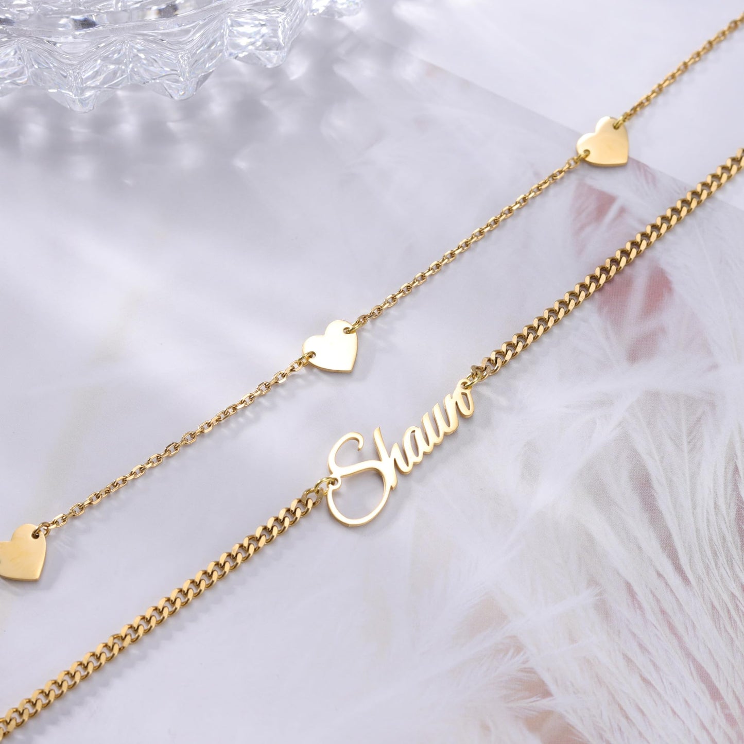 Custom Bracelet with Name 18K Gold Plated Personalized Name Ankle Bracelet Adjustable, Customized Beach Jewelry Gifts for Women Girlfriend