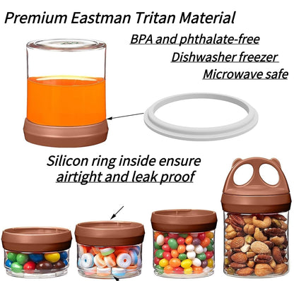 SELEWARE Portable Stackable Food Storage Containers for Snacks Formula Powder and Drinks Twist Lock System Airtight Leak-proof BPA and Phthalate Free 4 Piece Jars 31oz Blue