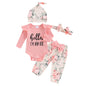 Hello World Newborn Outfit Baby Girl Going Home Outfit Ruffle Ribbed Romper Top Floral Pants Set Cute Summer Clothes