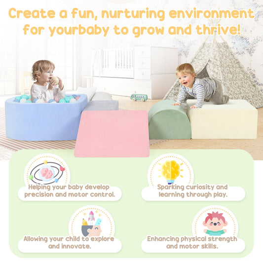 Foam Climbing Blocks for Toddler, Toddler Climbing Toys Indoor, Kid Baby Climbing Toys Blocks with Ball Pit for Baby, Soft Play Set Playground (Balls not Included)