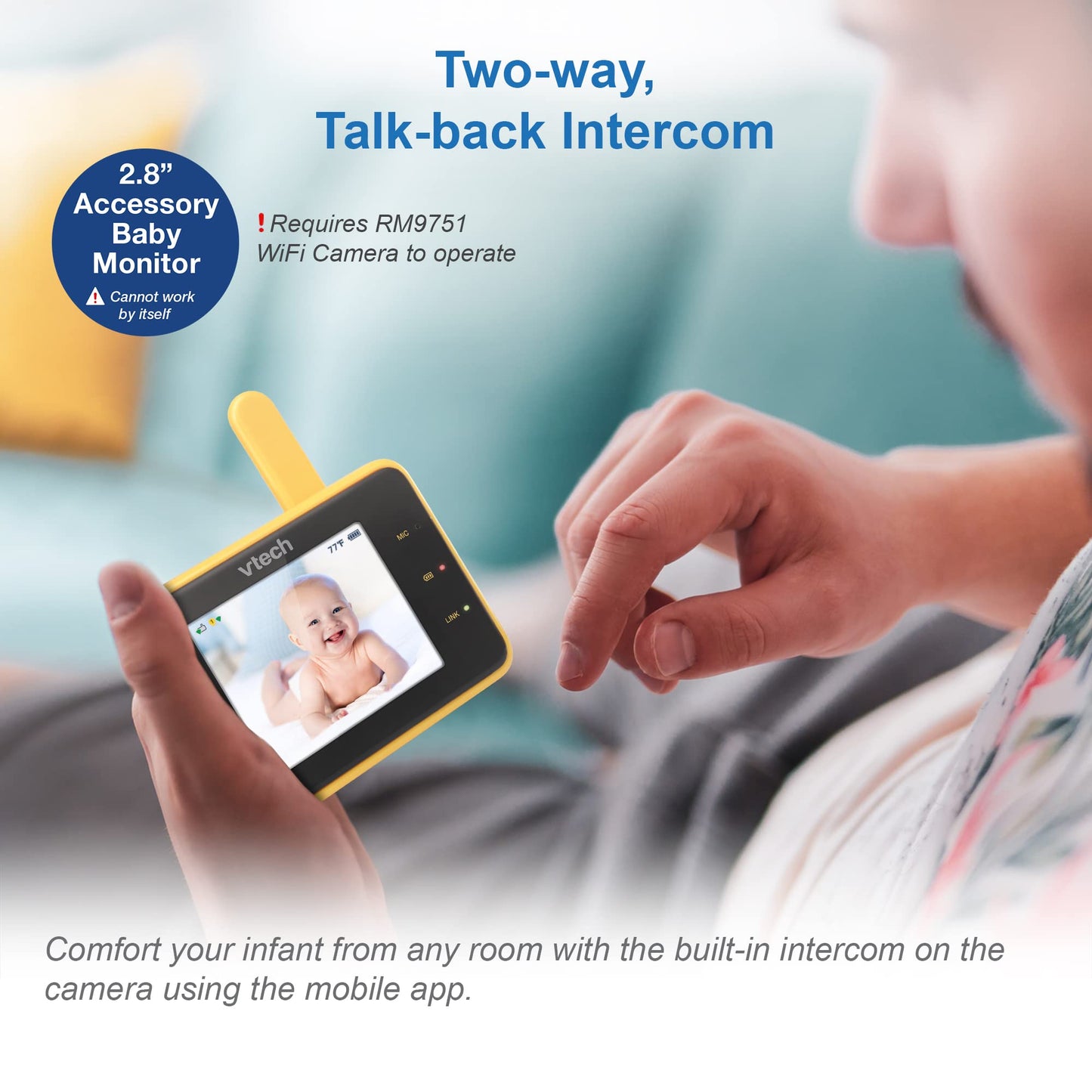 VTech RM9751 Yellow Daisy Smart Wi-Fi Baby Camera, iOS & Android Enabled, 1080p Full HD, Privacy Mode Cover, Night Light, Soothing Sounds & Lullabies, Two-way Intercom,Temperature Sensor, Night Vision