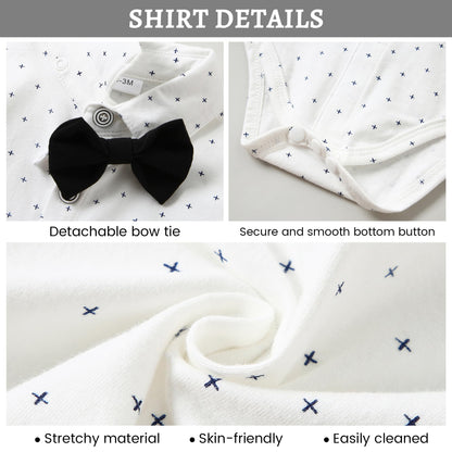 SANMIO Baby Boy Clothes Suits Infant Gentleman Outfit Collared Dress Shirt+Vest+Tie+Corsage+Pants 5Pcs Baby Suit Sets