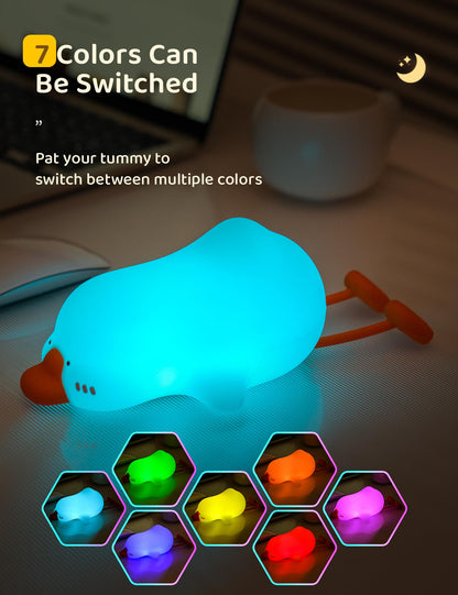 Nursery Night Light, RGB Bunny with 7 Colors & 3 Dim Levels, Rechargeable Silicone, Room Decor & Kids Gift
