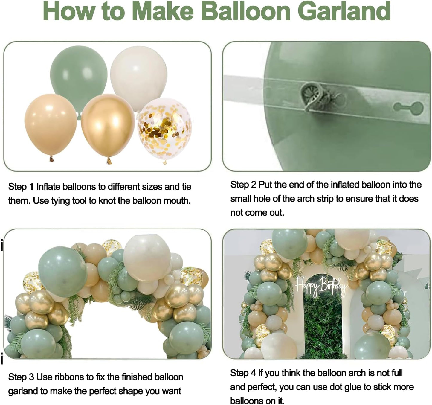 Sage Green Pink Balloon Arch Kit, Olive Green Light Pink Sand White Blush Metallic Gold Balloons with Gold Confetti Balloons for Girl Birthday Woodland Baby Shower Jungle Safari Decorations