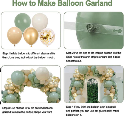 Sage Green Pink Balloon Arch Kit, Olive Green Light Pink Sand White Blush Metallic Gold Balloons with Gold Confetti Balloons for Girl Birthday Woodland Baby Shower Jungle Safari Decorations
