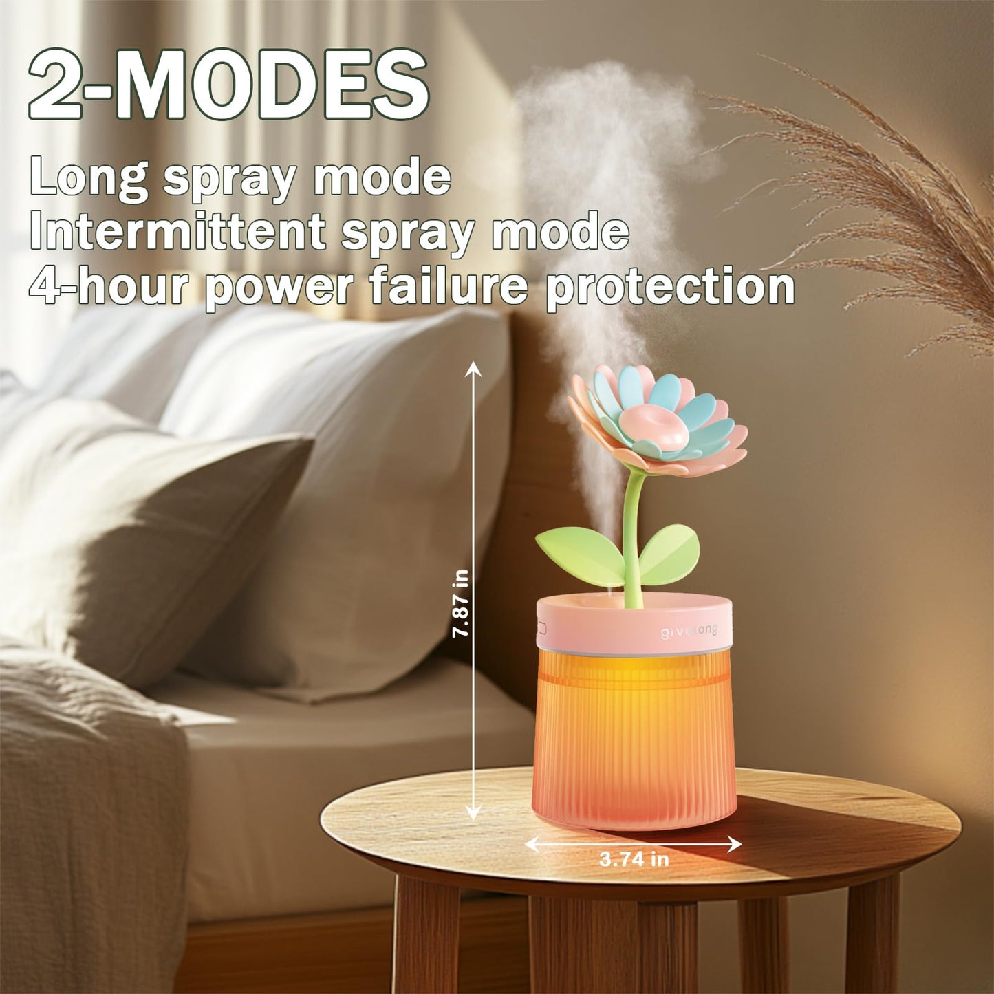 Landscape Night Light Humidifier with 2 Mist Modes, 320mL Large Tank Whisper-Quiet for Baby/Nursery/Office, Portable Mini Air Moisturizer