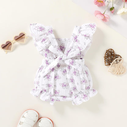 Happy Town Newborn Baby Girl Clothes Infant Summer Romper Sleeveless Floral Cute Outfits One Piece Jumpsuit Bodysuit