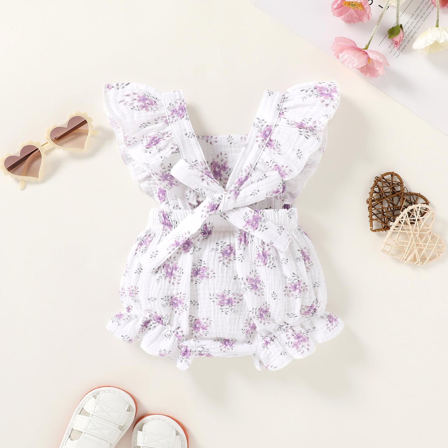Happy Town Newborn Baby Girl Clothes Infant Summer Romper Sleeveless Floral Cute Outfits One Piece Jumpsuit Bodysuit