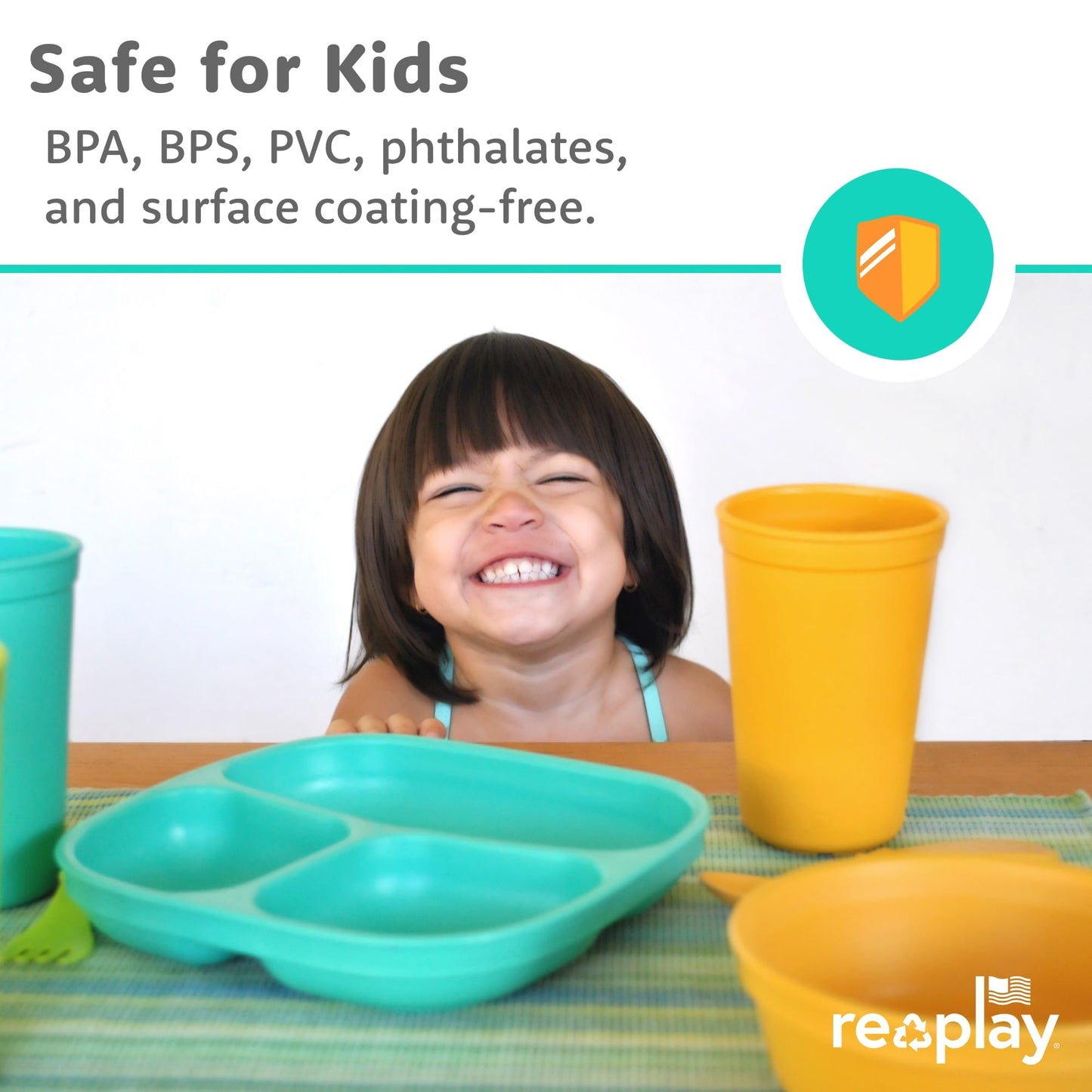 Re-Play Toddler Plates with Dividers - Deep-Walled 3 Compartments Divided Plates for Kids - Dishwasher & Microwave Safe - Made in USA - Set of 3-7.37" x 7.37" x 1.25" - Princess