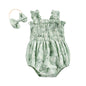FOMOYUU Infant Newborn Baby Girl Ruffle Sleeveless Romper Summer Clothes Outfit with Cute Floral Print Jumpsuit