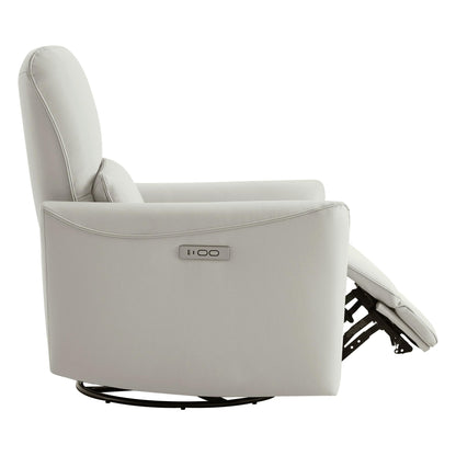 CHITA Power Recliner Chair Swivel Glider, FSC Certified Upholstered Living Room Nursery Reclining Sofa Chair with Lumbar Support, Linen