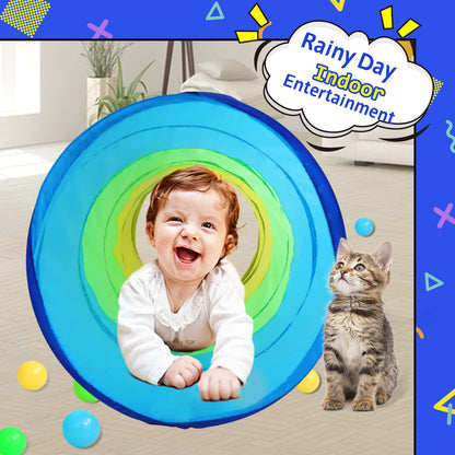 PigPigPen Pop Up Play Tunnel Tent for Toddlers Babies or Dogs, Indoor & Outdoor Toys for Kids Backyard Playset. (Red,Yellow,Blue)
