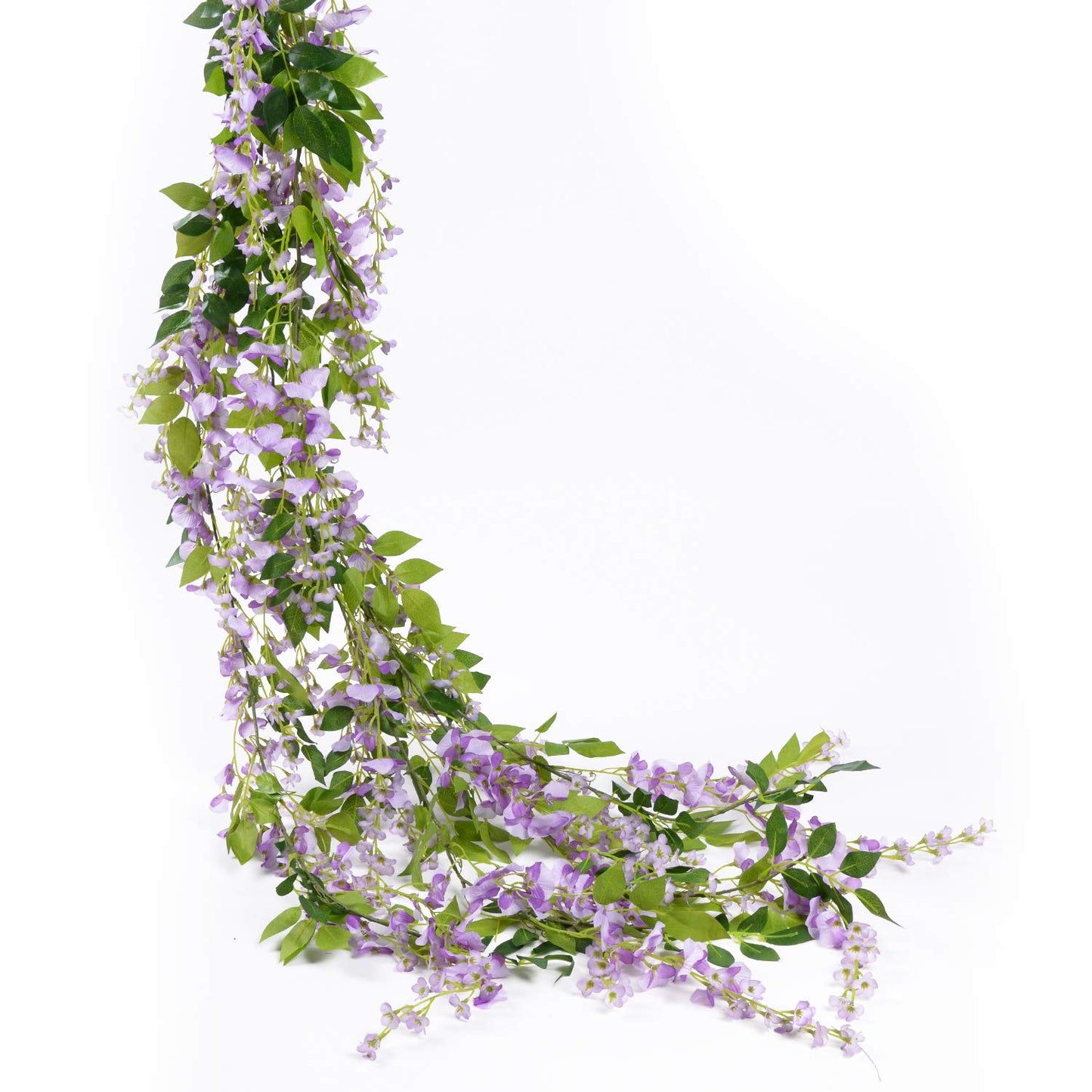 Lvydec Wisteria Artificial Flowers Garland, 4Pcs Total 28.8ft White Artificial Wisteria Vine Silk Hanging Flower for Home Garden Outdoor Ceremony Wedding Arch Floral Decor