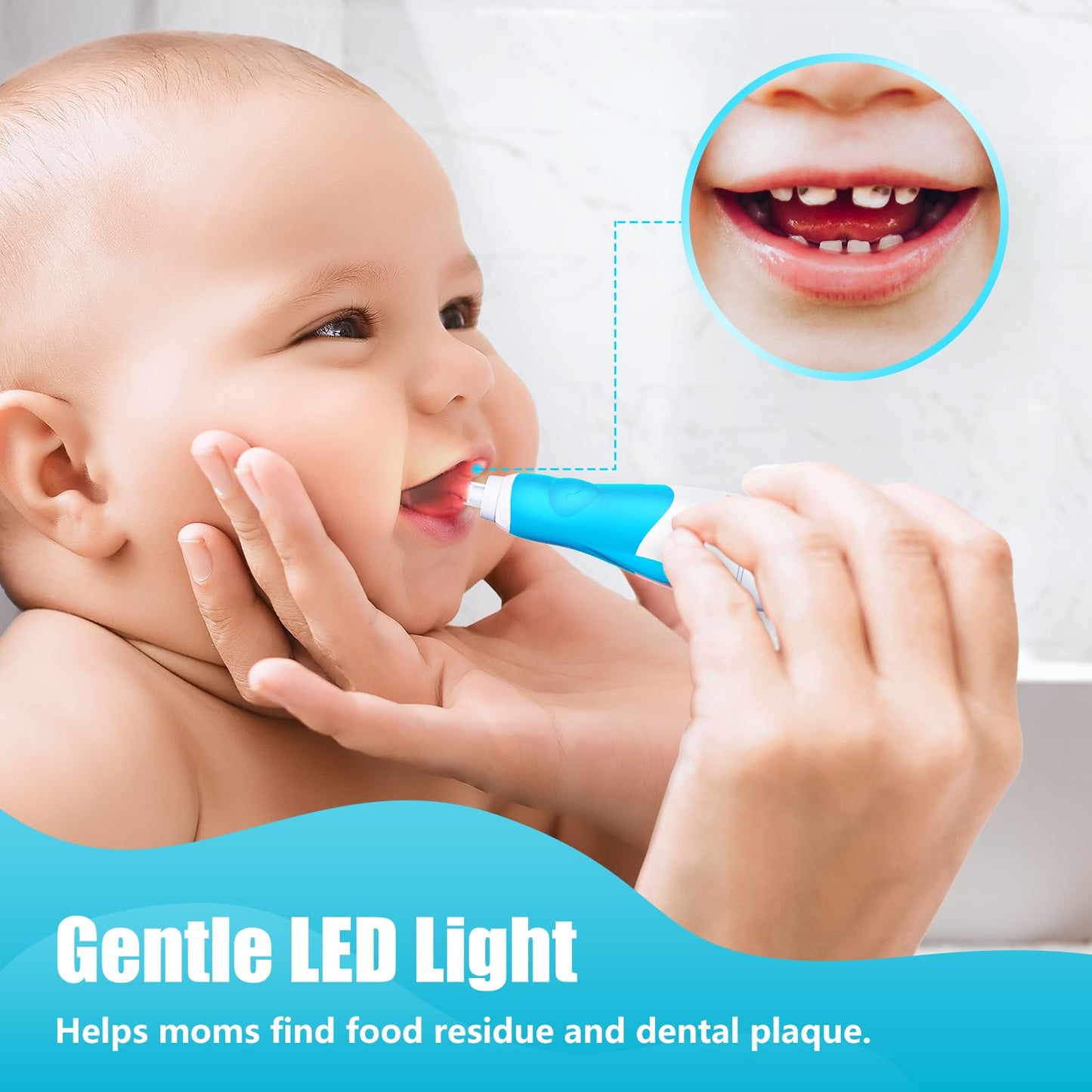DADA-TECH Toddler Electric Toothbrush Kids Age 1-2-3 Years Old, Baby Electric Toothbrush with LED Light 2 Minutes Timer 4 Vibrating Heads for Infants Toothbrush 6 to 12 Months and Up (Pink Penguin)