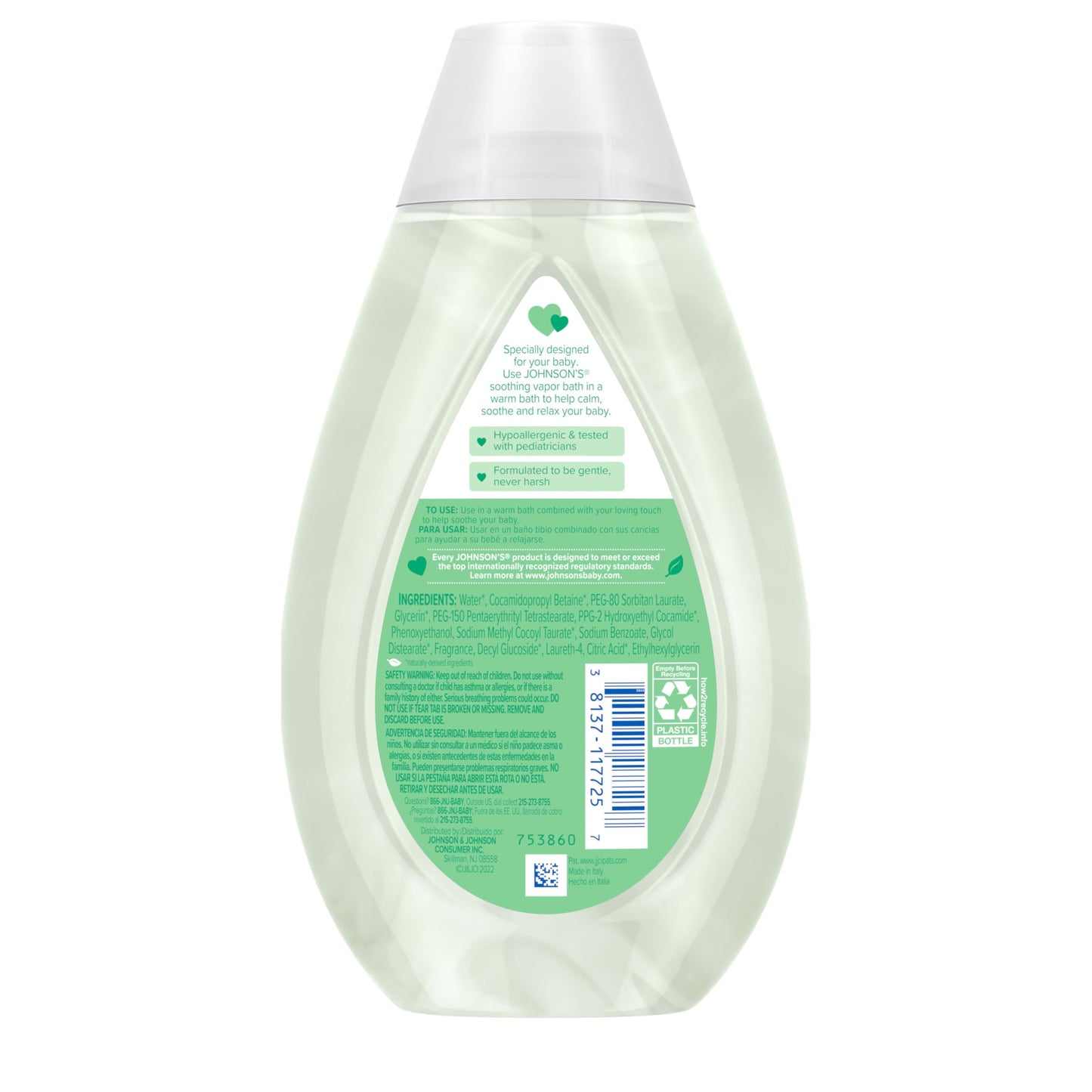 Johnson’s Baby Vapor Bath with Soothing Aromas to Relax Babies Tear-Free & Hypoallergenic, 13.6 Fluid Ounce