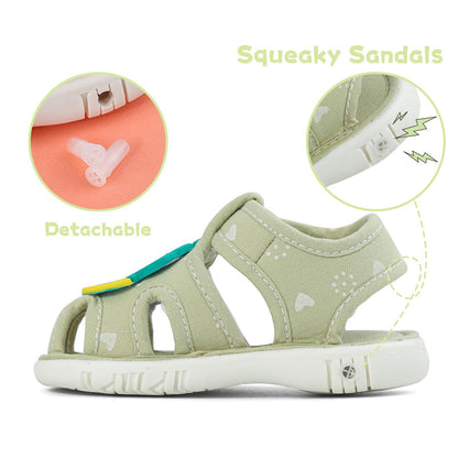 ESTAMICO Baby Boys Girls Sandals Cute Animal Summer Shoes Breathable Non Slip First Walker, 18-24 Months Toddler, Light Blue