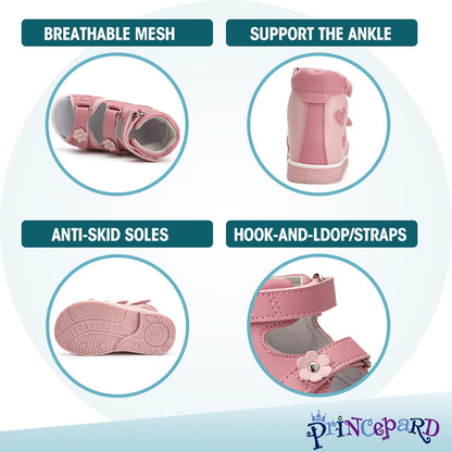 Orthopedic Sandals for girls with Hollowed Out Heart Pattern,High-top AFO Shoes with Arch and Ankle Support