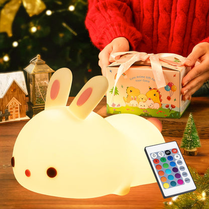 One Fire Night Light for Kids Bunny Cute Lamp, Kawaii 16 Colors Kids Night Light Baby Night Light Lamp, Rechargeable Toddler Night Light for Baby Nursery Night Light,Kids Lamp Nightlight for Kids Room