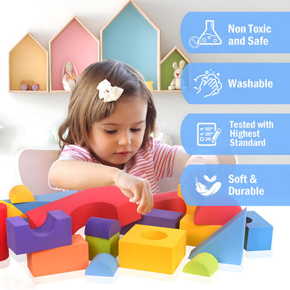 Migargle Large Foam Building Blocks for Toddlers, 36 Pieces Large EVA Soft Stacking Blocks, Baby Bath Foam Toy Set, Early Learning Construction Toys & Gifts for Kids, Boys & Girls