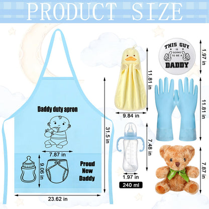 7 Pcs Daddy Duty Apron Diaper Duty Apron New Dad Gifts for Baby Shower Gender Reveal First Time New Dad Gifts (Black,Classic)