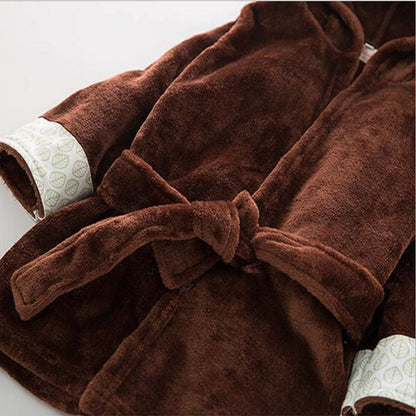 Unisex Baby Plush Bathrobe, Toddler Baby Boys Girls Cute Cartoon Animal Face Robe Flannel Hooded Fleece Bathrobe