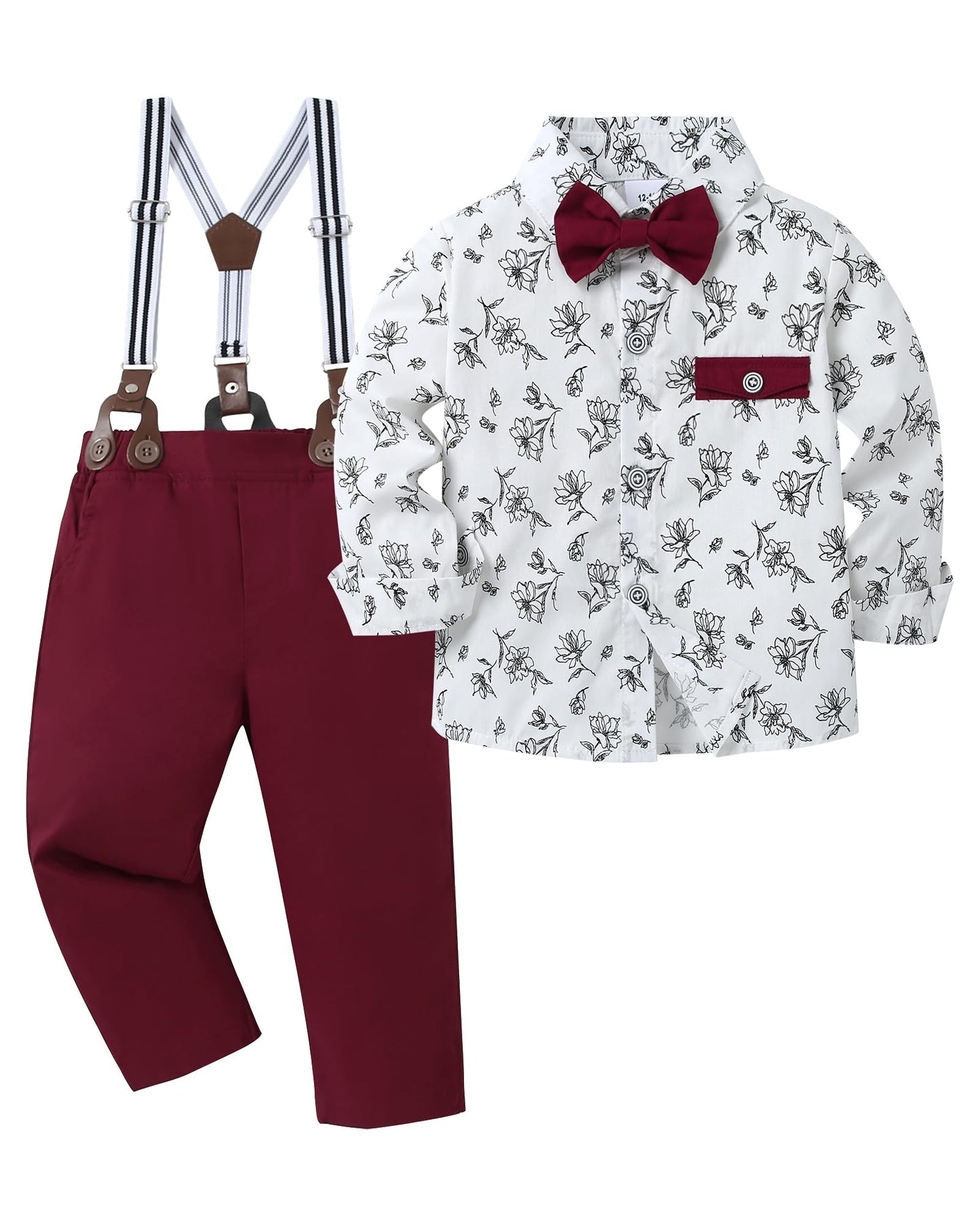 DISAUR Baby Boy Clothes Suits Toddler Dress Shirt With Bowtie Suspender Pants Outfit Sets Gentleman Wedding 1-6 Years