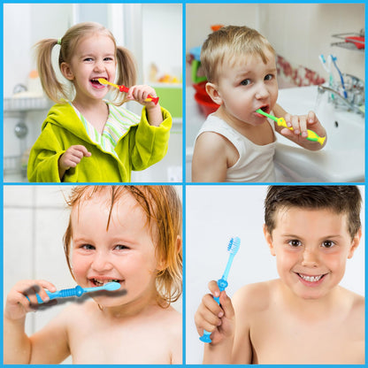 Kids toothbrushes 6 Pack Set Soft Bristles with Suction Cup, Includes Travel Covers, Bear Panda toothbrushes for Kids Boys & Girls, Toddlers &Children Teeth Age 3+