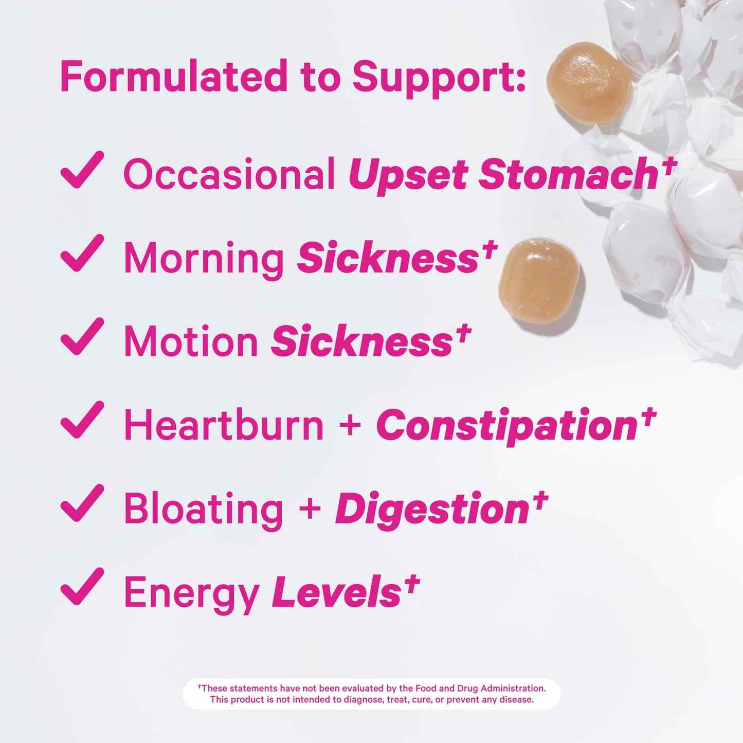 Pink Stork Organic Peppermint Sweets for Morning Sickness and Motion Sickness Support, Added Vitamin B6, 1st Trimester Pregnancy Must Haves - 30 Wrapped Peppermint Candies
