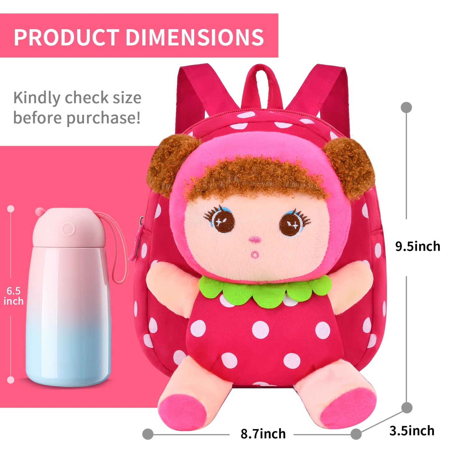 Cute Toddler Backpack Plush Doll Toy Snack Travel Bag Preschool Shoulder Bag Gift for Kid