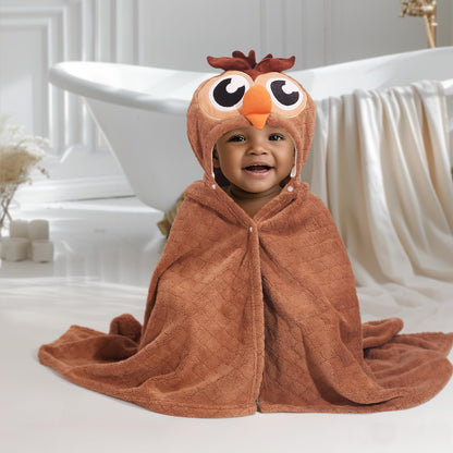 Hooded Baby Towels Boy for 0-6 Years, 50"x 32" Extra Large Toddler Bath Towels with Hood for Boys & Girls, 2-Pack Absorbent Thick Soft Gift for Kids Yellow Lion & Orange Monkey