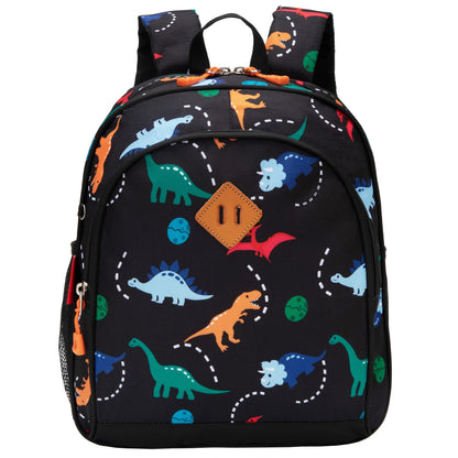 Toddler Backpack for Boys, 12 Inch Kids Dinosaur Backpack for Preschool or Kindergarten, Black