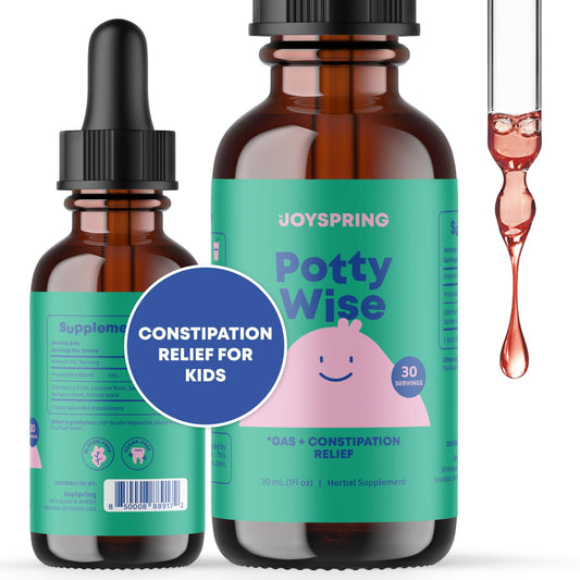 JoySpring Potty Wise Drops – Natural Constipation Relief for Kids & Toddlers – Elderberry, Licorice Root Extract, Fennel Seed & Senna – Sugar-Free Vegan Liquid Blend Supplement (1 fl oz) 30 Servings