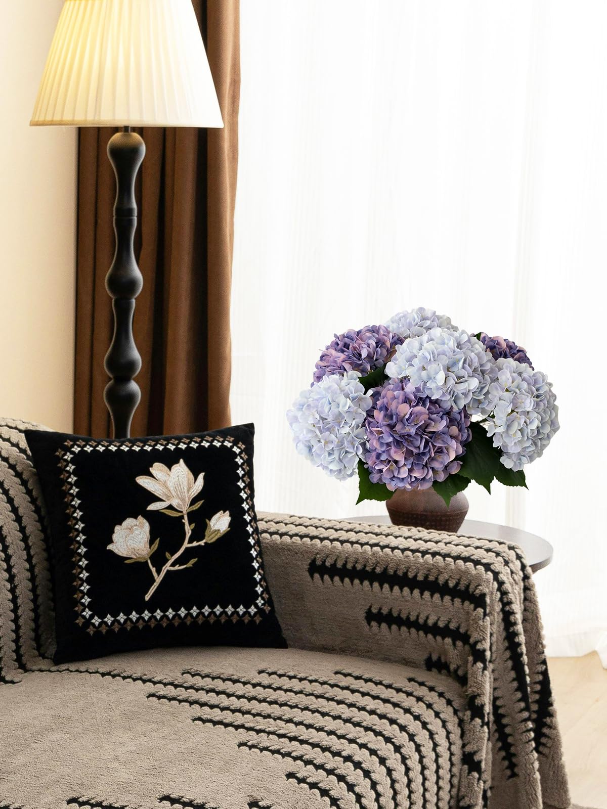 4 Pcs Pink Hydrangeas Artificial Flowers, 20 inches Large Lifelike Fake Silk Flowers, Faux Hydrangeas Flowers for Wedding Home Party Decor Baby Shower Table Centerpiece
