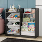 White Kids Bookshelf Wood Toy Storage Organizer Cabinet Children Bookcase Toddler Baby Sling Book Rack 3 Cube Bins Fabric Drawers for Playroom Bedroom Nursery School