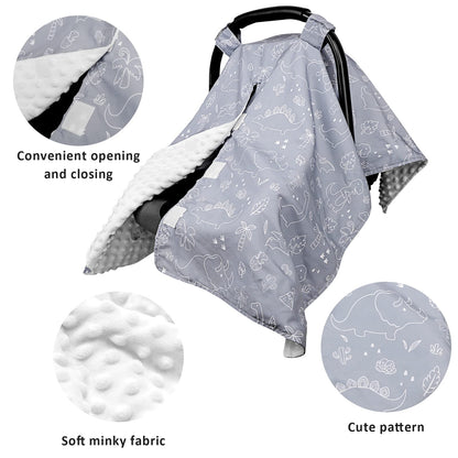 DILIMI Car Seat Cover Baby Girl, Minky Warm Winter Car Seat Covers for Babies, Peekaboo Opening Infant Car Seat Cover, Nursing Cover Carseat Canopy, Pink Flower