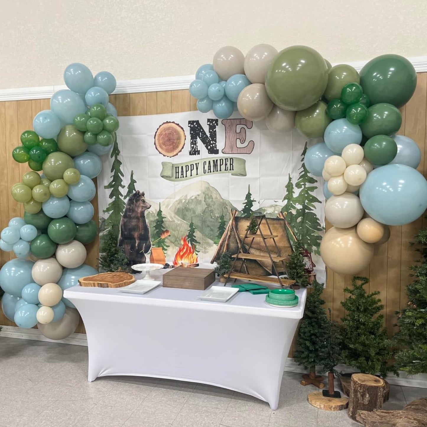 Sage Green Balloons Arch Double Stuffed, Olive Dusty Green Brown Beige Neutral Balloon Garland Kit, White Sand Apricot Tan Latex Balloon for Baby Shower Birthday Jungle Safari Party Decoration