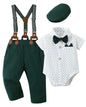 YALLET Baby Boy Clothes Suit Newborn Infant Gentleman Outfits, Formal Dress Shirt+Bowtie+Suspender Shorts Wedding Party Set