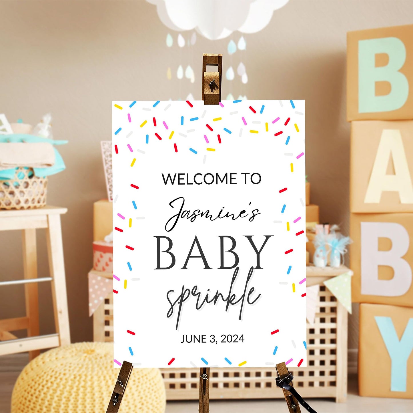 Personalized A Little Snowflake Is On The Way Welcome Sign, Pink, Girl, Winter Baby Shower Canvas